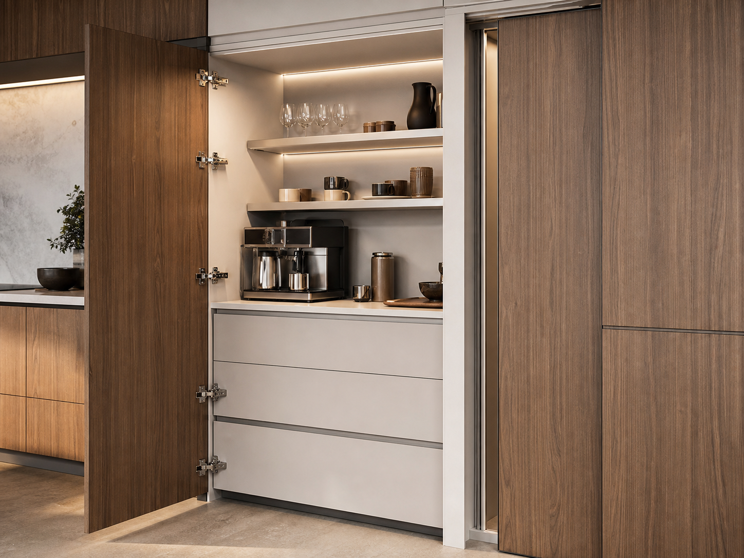 Hinges & Concealed Movement kitchen scene